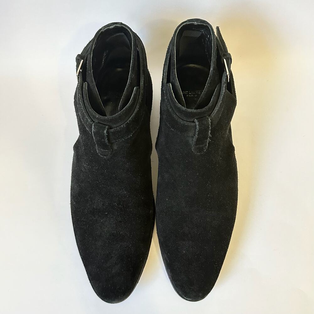SAINT LAURENT Jodhpur Crop Ankle Boots Black Suede London 20 - Picture 4 of 12